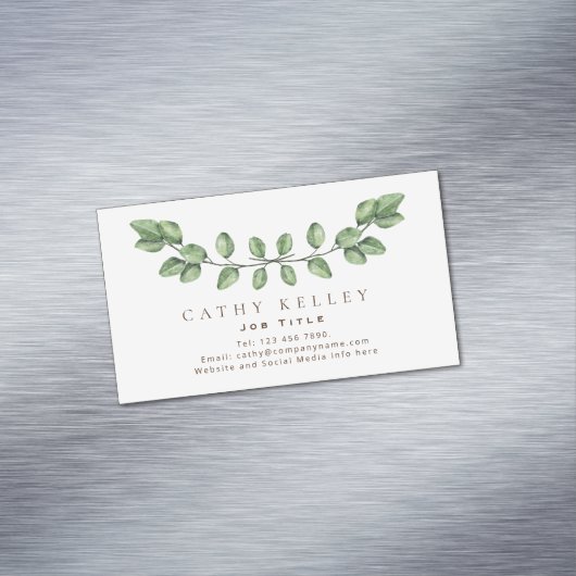 Elegant blad groen elke beroep magnetisch visitekaartje (Voorbeeld)