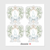 Elegant blad kam w / boog | Monogram bruiloft Sticker (Vel)