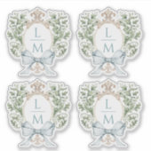 Elegant blad kam w / boog | Monogram bruiloft Sticker (Voorkant)