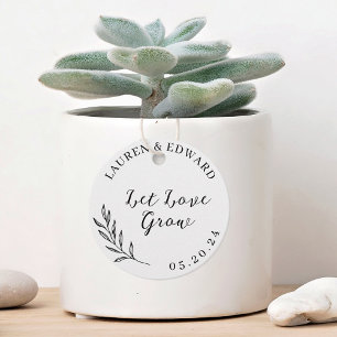 Elegant Blad Let Love Grow Trouwdag Bedankjes Labels