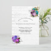 Elegant blad Music en Floral Wedding Kaart (Staand voorkant)