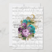 Elegant blad Music en Floral Wedding Kaart (Achterkant)