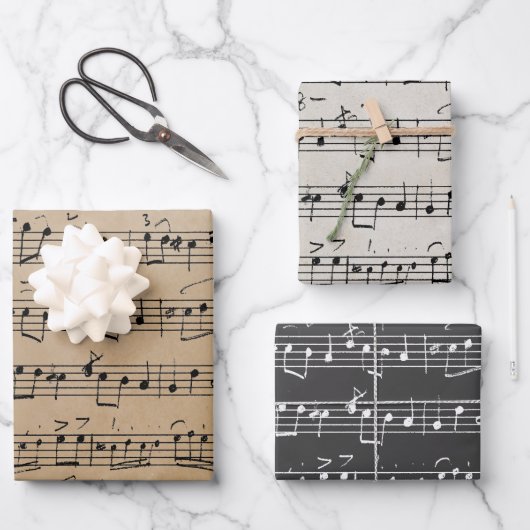 Elegant  blad Muzieknoten Kraft Inpakpapier Vel (Voorkant)