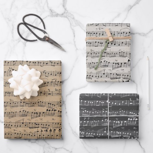 Elegant blad Muzieknoten Kraft Inpakpapier Vel (Voorkant)