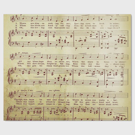 Elegant  blad Muzieknoten Love Song Cadeaupapier (Vlak)