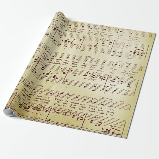 Elegant  blad Muzieknoten Love Song Cadeaupapier (Uitgerold)