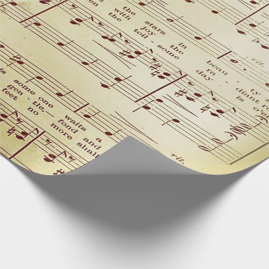 Elegant  blad Muzieknoten Love Song Cadeaupapier (Hoek)