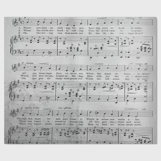 Elegant  blad Muzieknoten Love Song Cadeaupapier (Vlak)