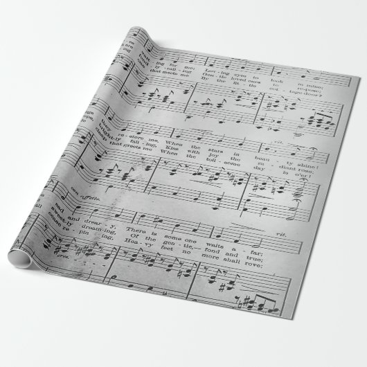Elegant  blad Muzieknoten Love Song Cadeaupapier (Uitgerold)