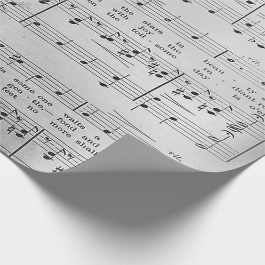 Elegant  blad Muzieknoten Love Song Cadeaupapier (Hoek)