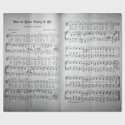 Elegant blad Muzieknoten Love Song Cadeaupapier (Vlak)