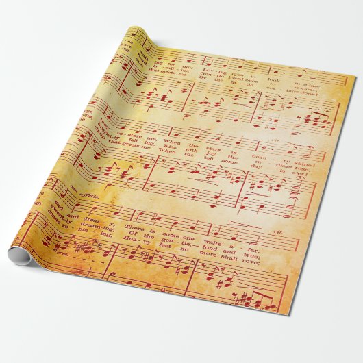 Elegant  blad Muzieknoten Love Song Cadeaupapier (Uitgerold)