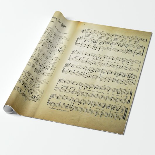 Elegant  blad Muzieknoten Love Song Cadeaupapier (Uitgerold)