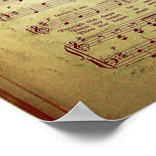 Elegant blad Muzieknoten Love Song Poster (Hoek)