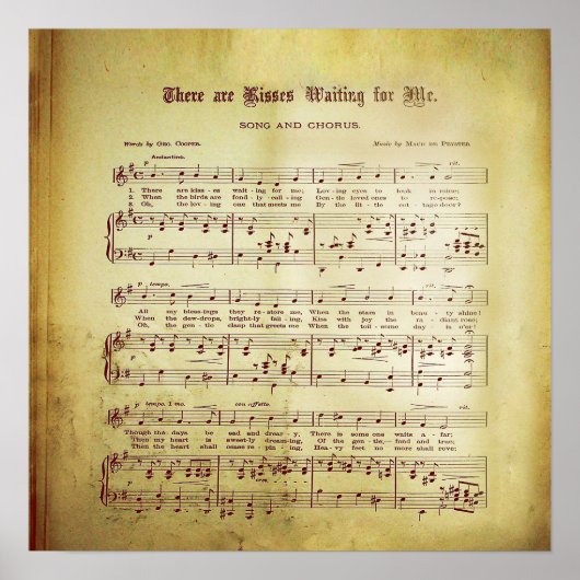 Elegant  blad Muzieknoten Love Song Poster (Voorkant)