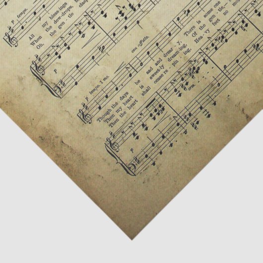 Elegant  blad Muzieknoten Love Song Tissuepapier (Detail)