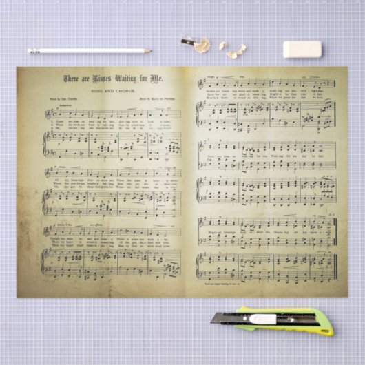 Elegant  blad Muzieknoten Love Song Tissuepapier (Craft)