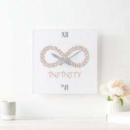 Elegant Blad Oneindigheidssymbool Minimalistisch Vierkante Klok
