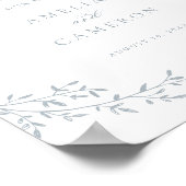 Elegant blad tak botanisch blauw bruiloft welkom poster (Hoek)