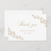 Elegant blad tak botanische gouden script bruiloft bedankkaart (Voorkant / Achterkant)