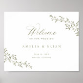Elegant blad tak botanische salie bruiloft welkom poster (Voorkant)