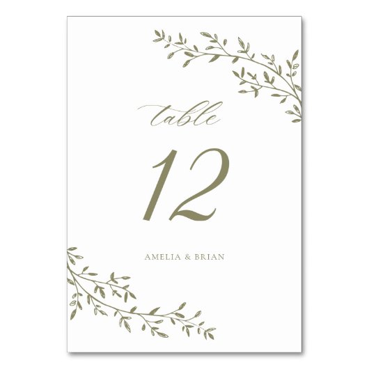 Elegant blad tak botanische salie groen bruiloft kaart (Voorkant)