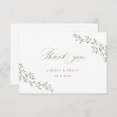 Elegant blad tak botanische salie script bruiloft bedankkaart (Voorkant / Achterkant)