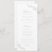 Elegant blad tak stoffig blauwe huwelijksprogramma programmakaart (Voorkant / Achterkant)