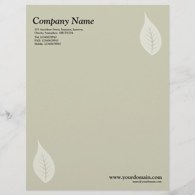 Elegant blad - warm beige briefhoofd (Voorkant)