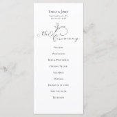 Elegant Blad Zwart Script Typografie Bruiloft Programmakaart (Voorkant)