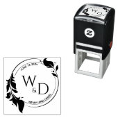 Elegant Bladblad Dubbele Ring Monogram Zelfinktende Stempel (In situ)