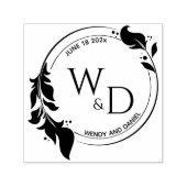 Elegant Bladblad Dubbele Ring Monogram Zelfinktende Stempel (Design)