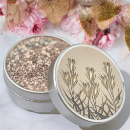 Elegant bladbos bloemen beige en goud ronde sticker