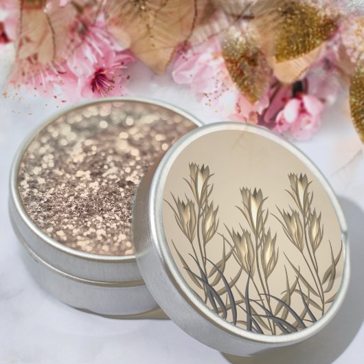 Elegant bladbos bloemen beige en goud ronde sticker