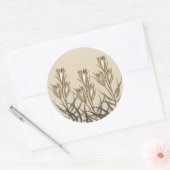 Elegant bladbos bloemen beige en goud ronde sticker (Envelop)