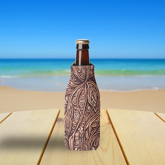 Elegant Bladeren Gesneden Hout Flesjeskoeler