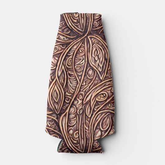 Elegant Bladeren Gesneden Hout Flesjeskoeler (Voorkant)