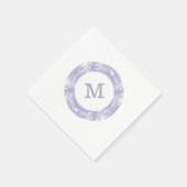 Elegant Bladeren Patroon Lavendel Monogram Servetten (Hoek)