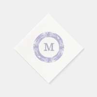 Elegant Bladeren Patroon Lavendel Monogram