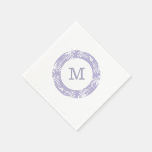 Elegant Bladeren Patroon Lavendel Monogram Servetten