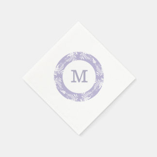 Elegant Bladeren Patroon Lavendel Monogram Servetten