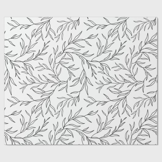 Elegant Bladeren zwart en wit Cadeaupapier (Vlak)
