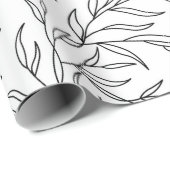 Elegant Bladeren zwart en wit Cadeaupapier (Rol Hoek)