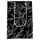 Elegant Bladeren zwart en wit Medium Cadeauzakje (Achterkant)