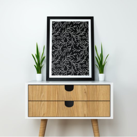 Elegant Bladeren zwart en wit Poster