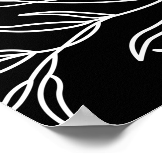 Elegant Bladeren zwart en wit Poster (Hoek)