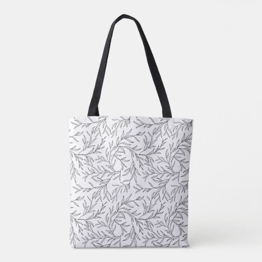 Elegant Bladeren zwart en wit Tote Bag (Achterkant)