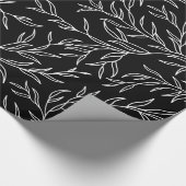 Elegant bladeren zwart-wit omslagpapier cadeaupapier (Hoek)