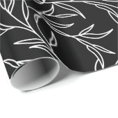 Elegant bladeren zwart-wit omslagpapier cadeaupapier (Rol Hoek)