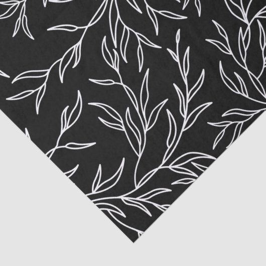 Elegant bladeren zwart-witpapier tissuepapier (Detail)